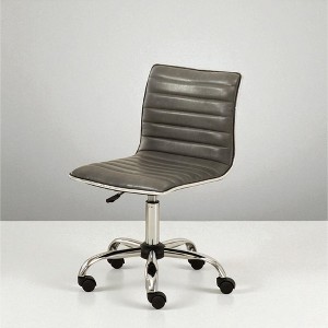 Mshliw Modern Faux Leather Mid-Back Adjustable Swivel Office Chair with Air Lift Height Control and Rolling Wheels, Chrome Base, Dining Chair - 1 of 4