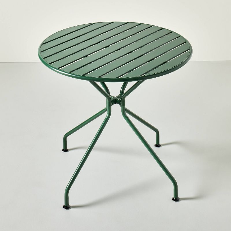 Slat Metal Round Outdoor Patio Bistro Table - Green - Hearth &#38; Hand&#8482; with Magnolia, 5 of 7