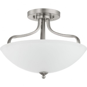 Progress Lighting, Laird Collection, 3-Light Semi-Flush Fixture, Brushed Nickel, Glass Shade - 1 of 4