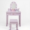 GustoWave Kids Vanity with Mirror and Stool, Girls Vanity with Touch Light and Wood Makeup Playset, Princess Vanity Table for Toddlers - 2 of 4