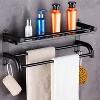 Munora 2-Tier Wall Mounted Towel Rack - Matte Black Stainless Steel Towel Holder with Nail-Free Stickers, 23.6 Inch Bathroom Storage Shelf - 4 of 4