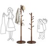 VASAGLE Solid Wood Coat Rack, Wood Hall Tree  with 7 Rounded Hooks Dark Walnut - 3 of 4