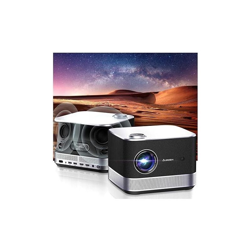 Aurzen Smart 3D Dolby Audio Projector with WIFI and Bluetooth, 4k Supported, Netfilx Licensed - Black, 1 of 5