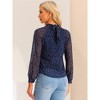 Allegra K Women's Chiffon Work Formal Casual Tie Back Long Sleeve Polka Dots Blouse - 4 of 4