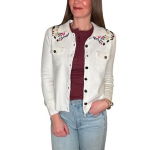 Women's Jacket With Floral Embroidery - Metric Knits - 1 of 4