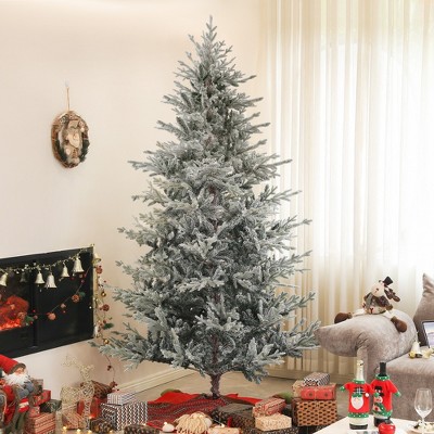 Whisen 9FT Nordic Pine Artificial Christmas Tree with 1939 Snow Flocked Tips, Foldable Metal Stand - Green