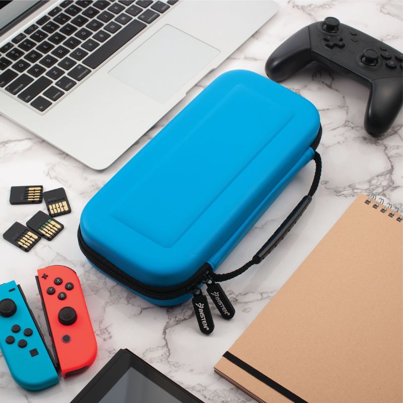 Insten Carrying Case For Nintendo Switch & OLED Model Console with 10 Game Slots, Hard Travel Case for Joycon and Adapter, Blue, 2 of 10