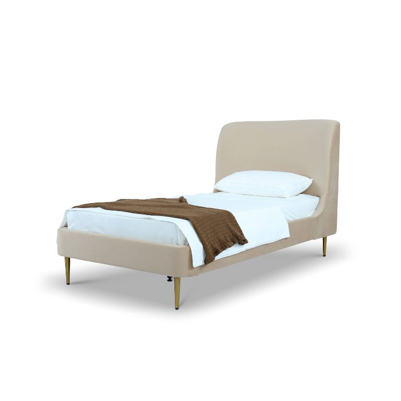 Twin Heather Velvet Upholstered Bed - Manhattan Comfort, 1 of 12