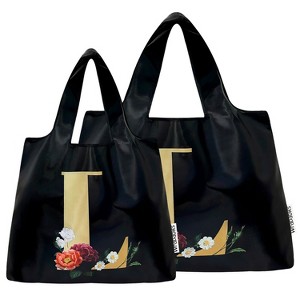 Wrapables Large & Small Monogram Nylon Reusable Bags, Set 2 - 1 of 4