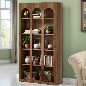 MAYEERTY 70.8" Wood Bookshelf, 5-Tier Rustic Bookcase Display Storage Shelving Unit - 1 of 4