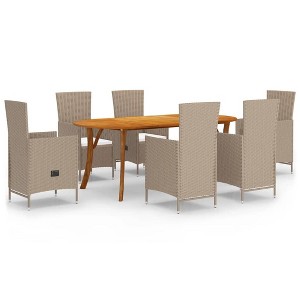 vidaXL Dining Set Beige, Cream white - 1 of 4