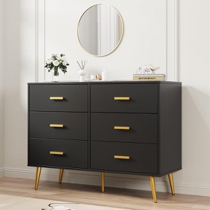Console Table with 6-Drawer,Tall Dresser for Bedroom, Tall Chest of Drawers Tower, Storage Dresser Organizer Units - 1 of 4