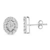 Haus of Brilliance Silver 1 1/2 Cttw Round-Cut Diamond Oval Shaped Stud Earrings - 2 of 4