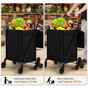 Utility Cart with Stair-Climbing Wheels,360° Swivel,Foldable Grocery Trolley with Waterproof Basket Liner for Shopping, Multi-Floor Transport - 1 of 4