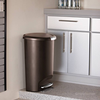 Mocha 50L Semi-Round Plastic Step Trash Can with Steel Pedal