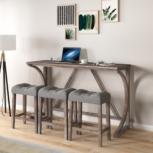 4-Piece Bar Height Dining Set with Power Outlet and Ergonomic Stools - 1 of 4