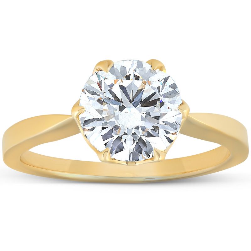 Pompeii3 2 Ct Moissanite Solitaire Engagement Ring 14k Yellow Gold, 1 of 6