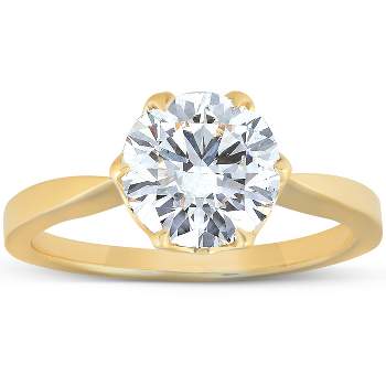 Pompeii3 2 Ct Moissanite Solitaire Engagement Ring 14k Yellow Gold