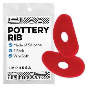 Impresa Soft Ribs for Pottery - Pack of 2 - Ultra-Soft, Red Silicone Shaping Pottery Tools for Crafting - 1 of 4