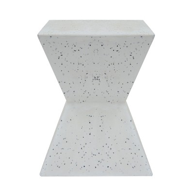 GDFStudio Jacob Outdoor Lightweight Concrete Side Table, White