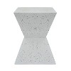 DOMETOUR 14.75' White Terrazzo Concrete Outdoor Side Table – Weather-Resistant Accent for Patio, Garden, or Balcony - 3 of 4