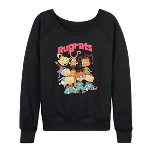 Women's - Rugrats - Tommy and Friends Block Letter Logo Lightweight French Terry Wide Neck Long Sleeve Shirt - 1 of 4