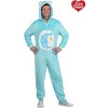 HalloweenCostumes.com Adult Care Bears Bedtime Bear | Blue Fleece Costume Jumpsuit with Classic Belly Badge | Halloween & Cosplay Outfit - 2 of 4