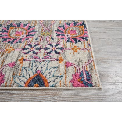 Seductive Silver Floral 9' x 12' Hand-Knotted Synthetic Rug