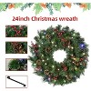 Luupatchy 24-Inch Christmas Wreath with Multicolor LED Lights, Pine Cones & Red Berries - Includes Wreath Hanger,Dark Green - 3 of 4
