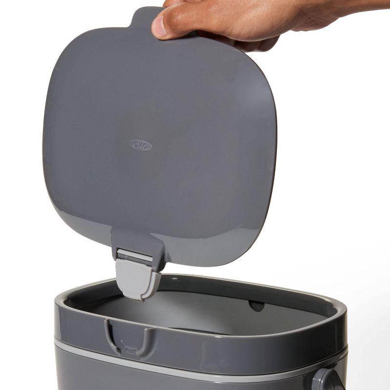 OXO 1.75g Plastic Easy Clean Compost Bin Gray, 3 of 8