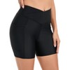 FIONECA Womens Tummy Control Swim Shorts Cross Waist Bathing Suit Bottoms Pocket Swimming Shorts with Liner Swimsuit - 4 of 4