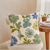 REGALWOVEN HMETOL Floral Embroidery Pattern Soft Cotton Canvas Pillow Cases 18 x 18 Inch Set of 2 - 2 of 4