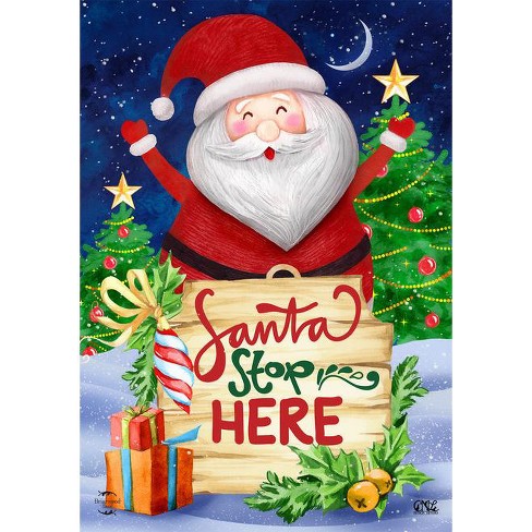 Santa Stop Here Christmas Double-sided House Flag Presents Holiday 28 ...