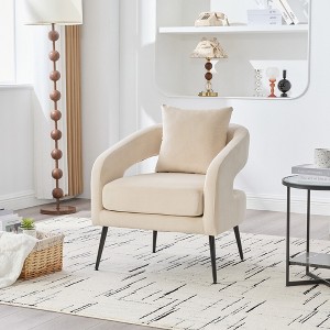 Mlmh & Kngwa 26.4"W Upholstered Open Back Accent Chair, Living Room Armchair Pillow and Metal Legs - 1 of 4