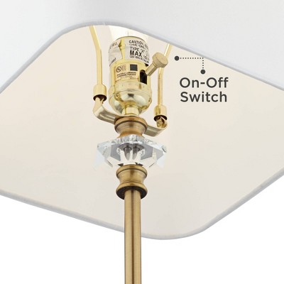 Tall Gold and Crystal Buffet Lamp with White Shade