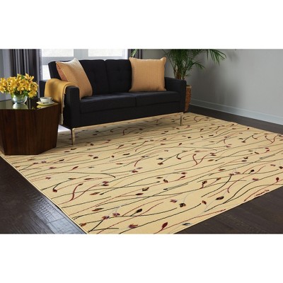 Cream Floral Synthetic 5' x 7' Area Rug