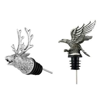 Happy Hour Animal Head Pourer 2-Pack, Stag & Eagle