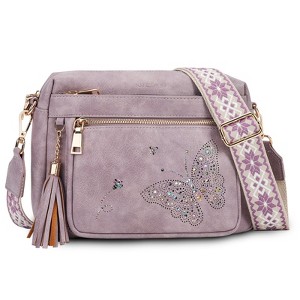 Crossbody Bags for Women Trendy Leather Crossbody Purse Shoulder Handbags Butterfly Design - 1 of 4
