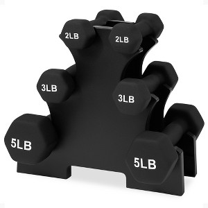 BalanceFrom Fitness Neoprene Coated Cast Iron Dumbbell X Elite Exercise Workout Set with Stand - 1 of 4
