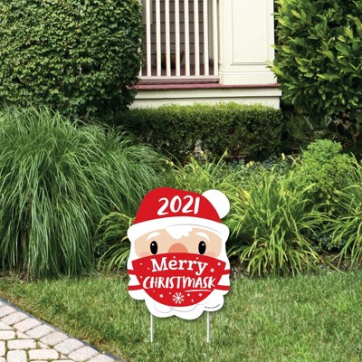 Big Dot of Happiness Merry Christmask - Outdoor Lawn Sign - 2021 Quarantine Christmas Party Yard Sign - 1 Piece