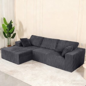 Cloud-Style Fabric L-Shaped Sectional Sofa with Pillow and Extended Chaise - 1 of 4