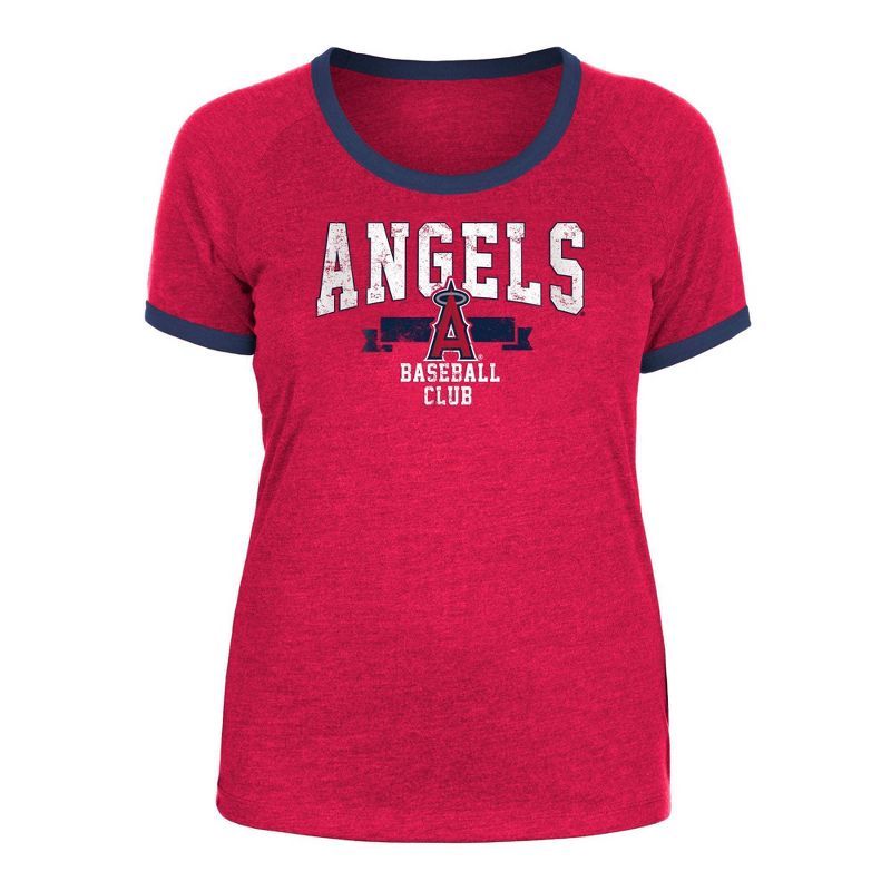 MLB Los Angeles Angels Women&#39;s Heather Bi-Blend Ringer T-Shirt, 1 of 7