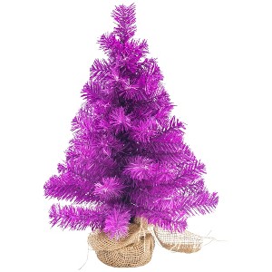Northlight Pine Christmas Tree in Natural Jute Base - 18" - Boysenberry Purple  - Unlit - 1 of 1
