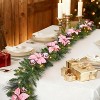 9FT Pre-Lit Christmas Garland with Lights & Pink Flowers, Battery Operated - 70 Warm White LED Greenery with Christmas Balls - 4 of 4