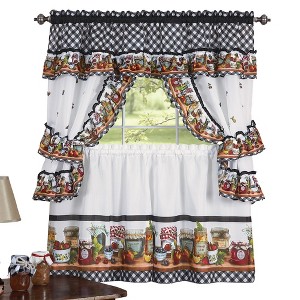 Collections Etc Mason Jars Kitchen Rod Pocket Window Curtain Set - 1 of 2
