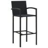 vidaXL Bar Stools 2 pcs Black Poly Rattan - 2 of 4