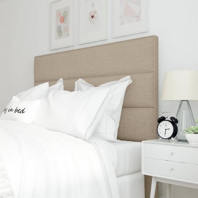 Beige Tufted Upholstered King Headboard with Wood Frame