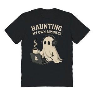 Rerun Island Men Haunting My Own Business Short Sleeve Graphic Cotton T-Shirt - 1 of 4