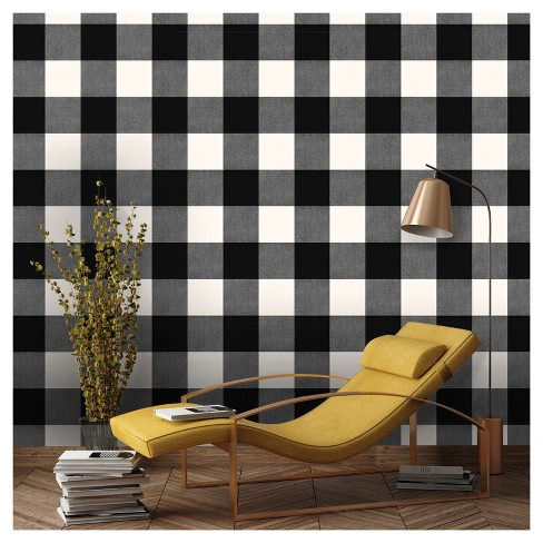 Devine Color Buffalo Plaid Peel  Stick  Wallpaper  Black  