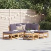 vidaXL Patio Lounge Set with Cushions - 6 Piece Outdoor Garden Furniture - Solid Acacia Wood, Modular Design, Dark Gray Cushions, Slatted Design - 2 of 4